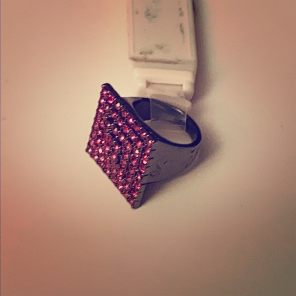 Guess square pink stone ring -  size 7